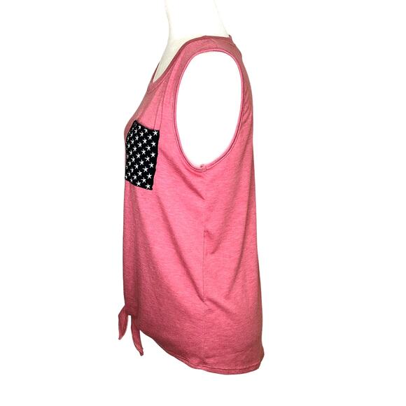 Design Lab Mauve Pink Slub Tank Top with Embroidered Star Pocket - Picture 3 of 6